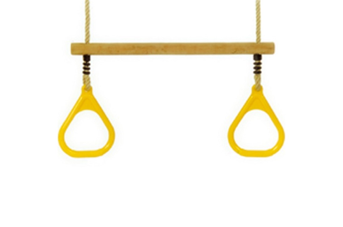 Trapeze Bar With Triangle Grips and Ropes YELLOW